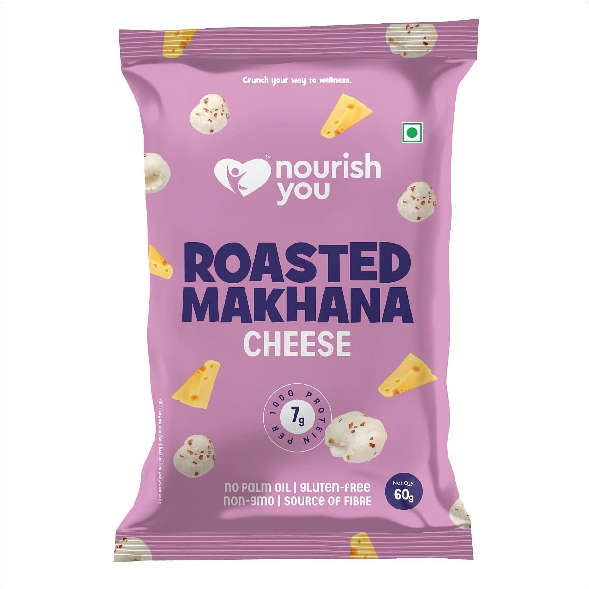 

Nourish You Roasted Makhana - Cheese Flavoured, Healthy Snacks , Gluten free -60gm