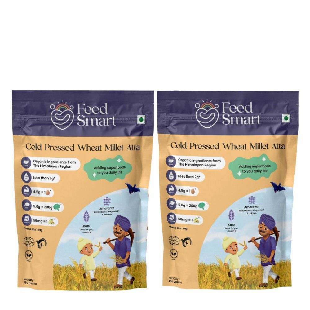 

Feed Smart Whole Wheat Millet Atta | Protein-Rich & High Fiber Blend with Bajra, Jowar, Ragi, and Kale | 150g | Pack of 2