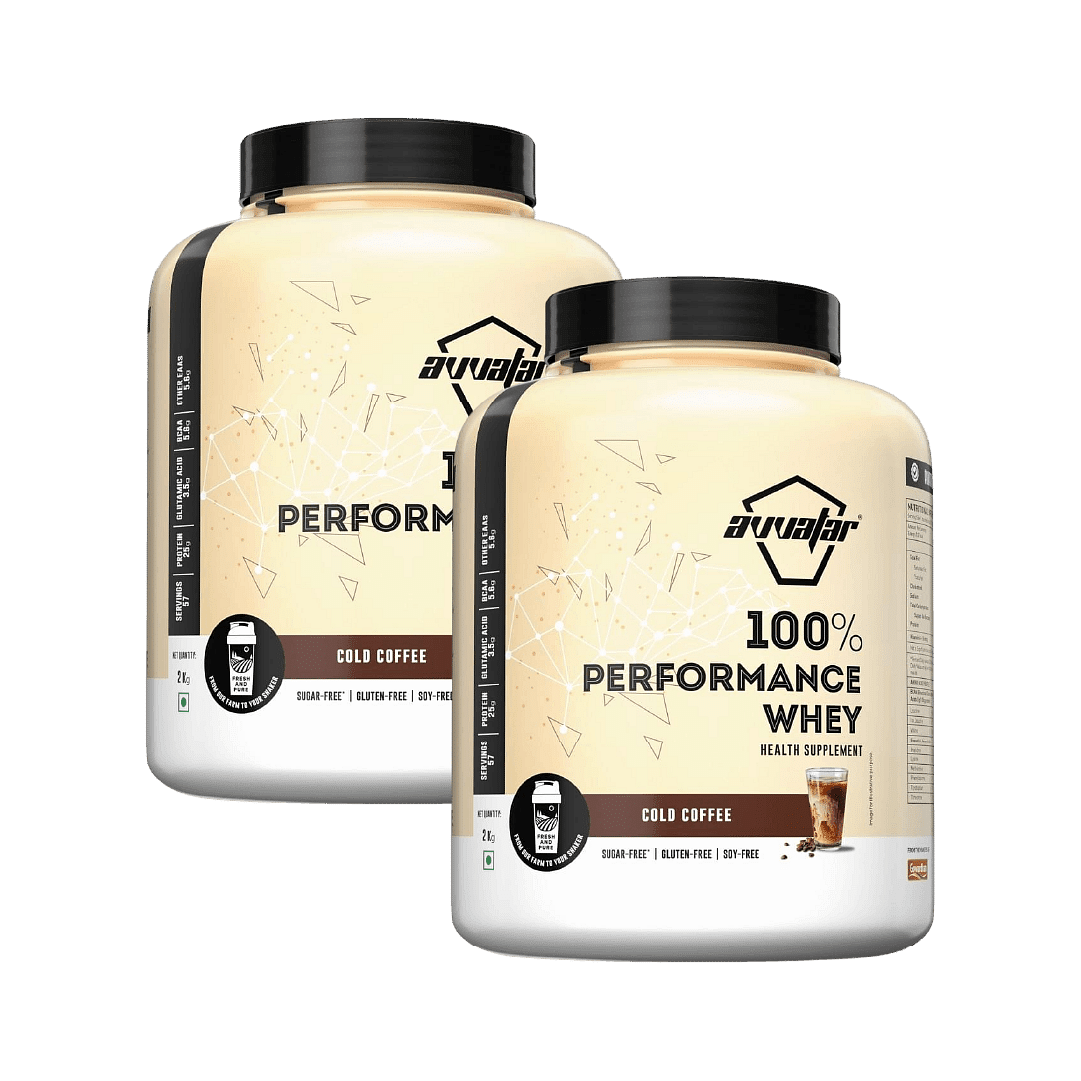 

Avvatar Performance Whey Protein | 2Kg | Cold Coffee Flavour | 25G Protein | 57 Servings Pack Of 2