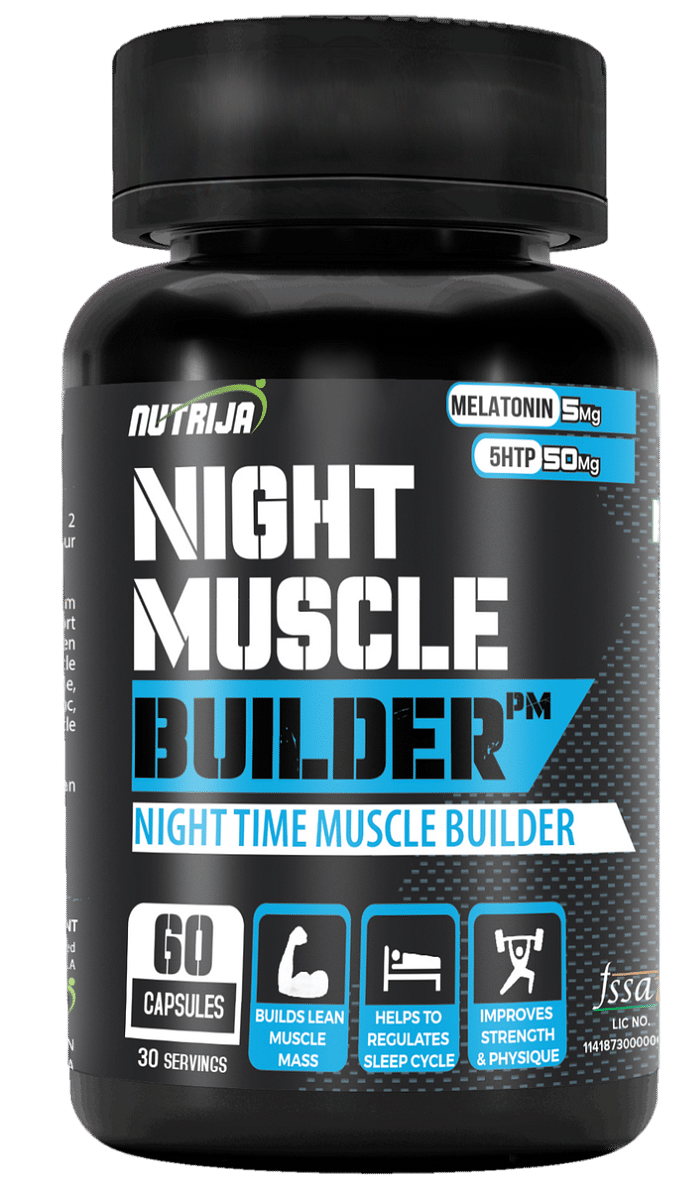 

NutriJa Night Muscle Builder | Post Workout Recovery & Sleep Aid | Night Time Muscle Builder Supplement with Melatonin, ZMA, Tongkat Ali (120 Capsu...