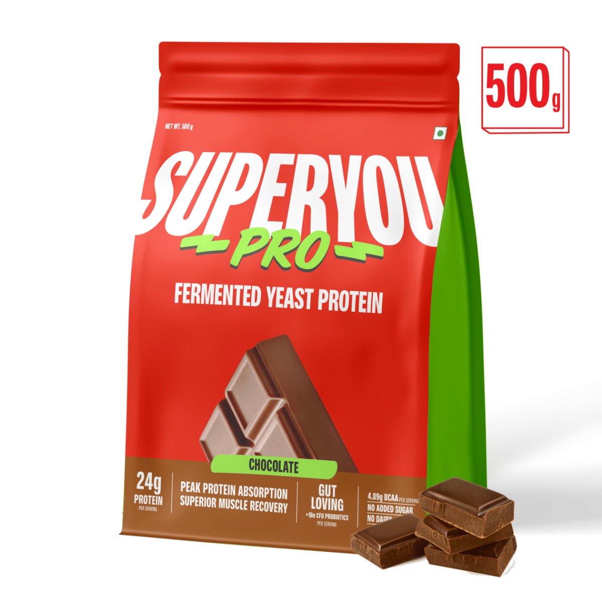 

Superyou Pro Fermented Yeast Protein Isolate 500g | 24g Protein| Chocolate | Higher Absorption than Plant Protein | Superior Muscle Recovery | Gut ...