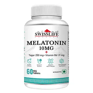 SWISSLIFE FOREVER Melatonin 10mg+ Tablet | Sleeping Pills | Tablet with Tagar and Vitamin B6 Help in Nerve Health and Sleeping Disorder for Men & Women
