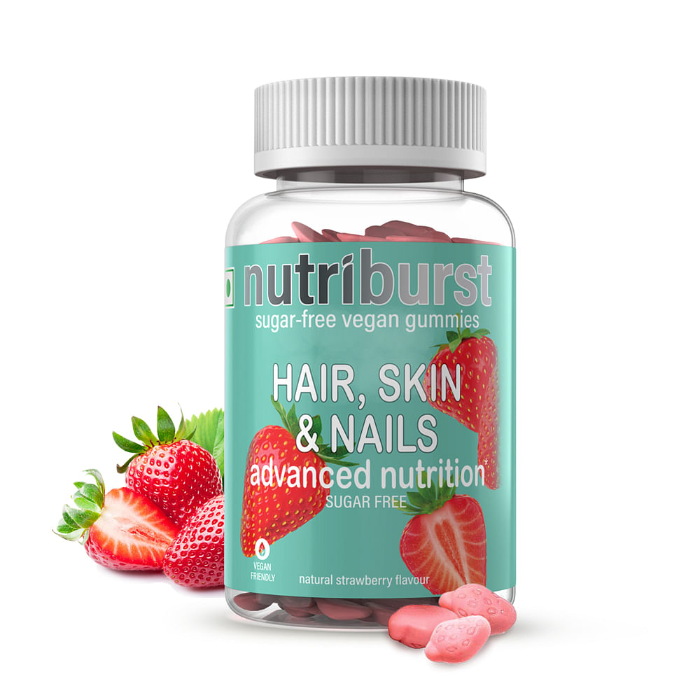 

NUTRIBURST Hair, Skin & Nails Gummies | Enriched with Biotin| 60 Strawberry flavored Gummies