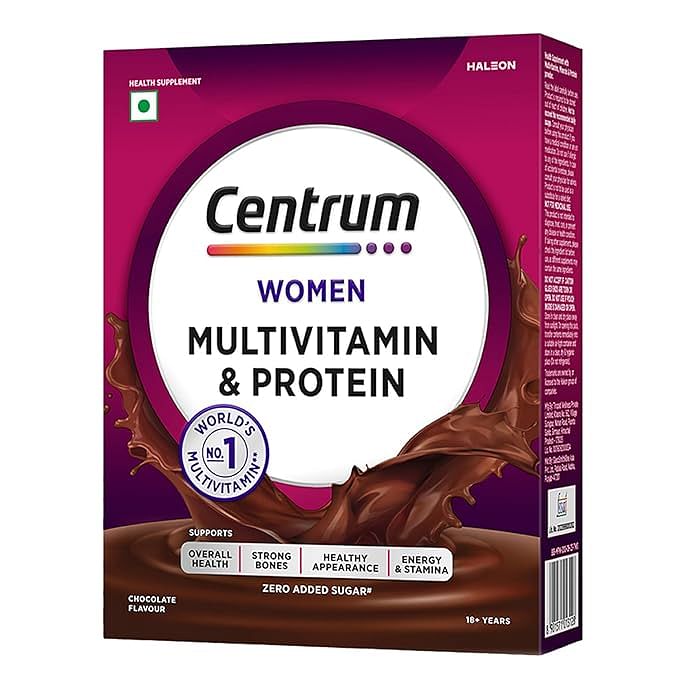 

Centrum Women Multivitamin & Protein, 400g Health Drink (Chocolate)| 24 Vitamins, Minerals to support Overall Health (Veg)| World's #1 Multivitamin