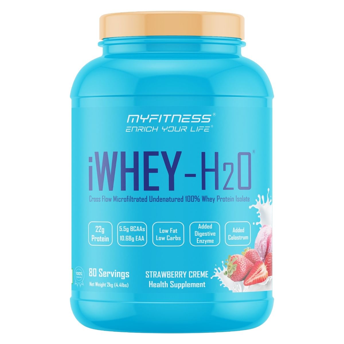 

MYFITNESS ® iWHEY- H2O 80 Servings|Whey Protein Isolate| 88% Premium Whey Protein Isolate Per Serving|5.5g BCAA| 10.68g EAA| Added Digestive Enzyme...