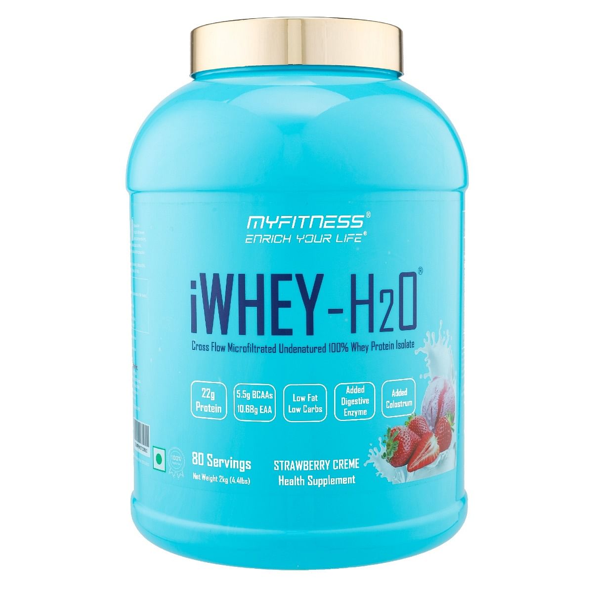 

MYFITNESS ® iWHEY- H2O 80 Servings|Whey Protein Isolate| 88% Premium Whey Protein Isolate Per Serving|5.5g BCAA| 10.68g EAA| Added Digestive Enzyme...