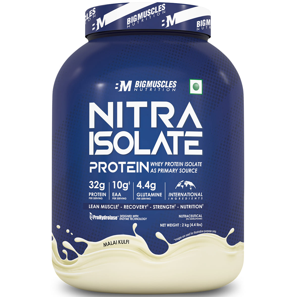 

Bigmuscles Nutrition Nitra Isolate [2kg, Malai Kulfi] | 32g Protein | 10g EAA | Whey Protein with ProHydrolase Enzyme Tech. For Faster Absorption |...