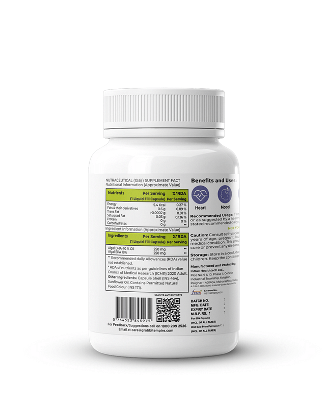 

EMPIRE 1900 Omega-3 Vegan Capsules|Omega-3 Veg|Omega-3 for Vegetarians|Algae Omega-3|Vegan Omega-3 Supplements|Vegan Omega-3 Capsules|Vegan essenti...