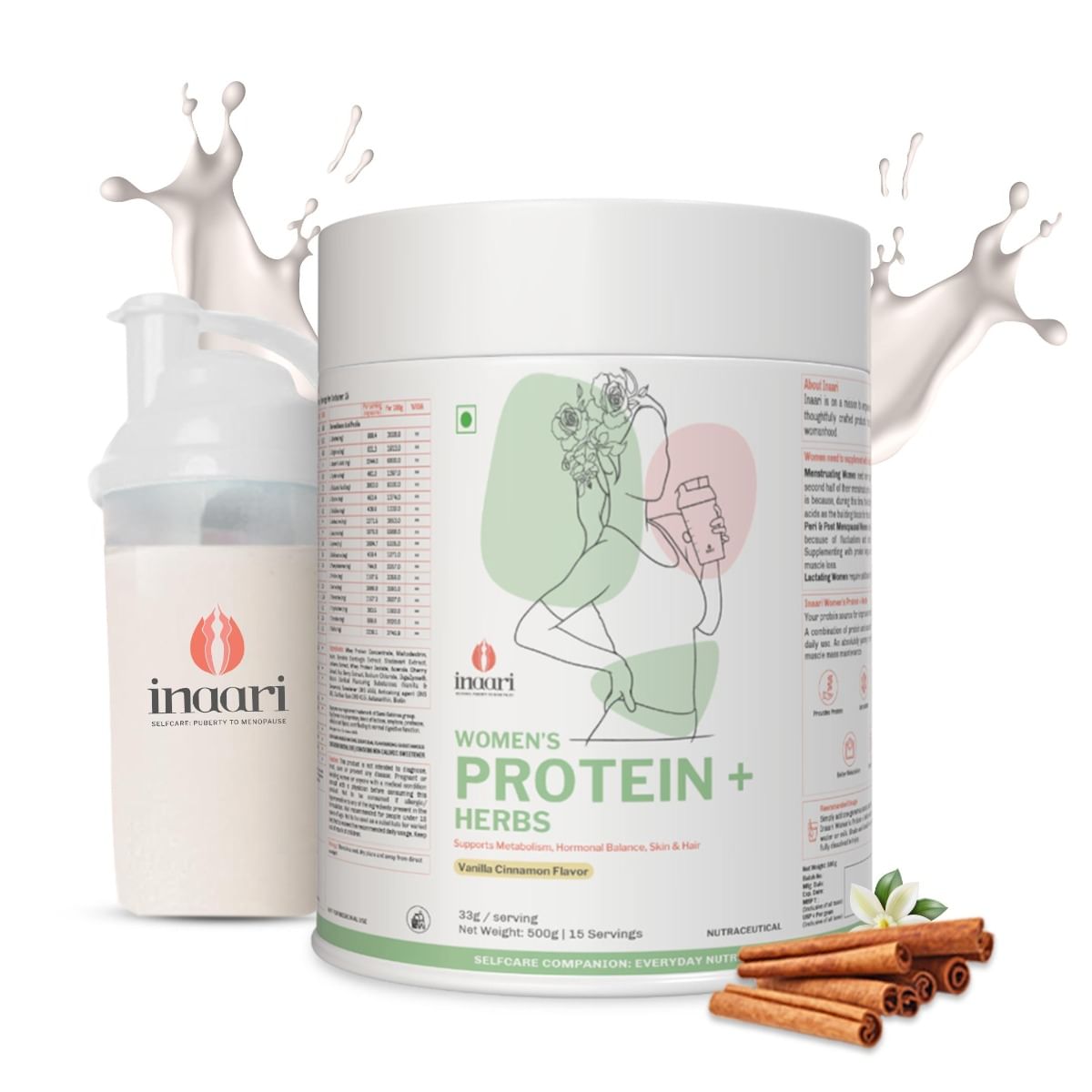 

Inaari Women's Protein and Herbs for Women | Lean Metabolism, Hormonal Balance and Beauty | Herbal Protein Powder with Shaker | Contains antioxidan...