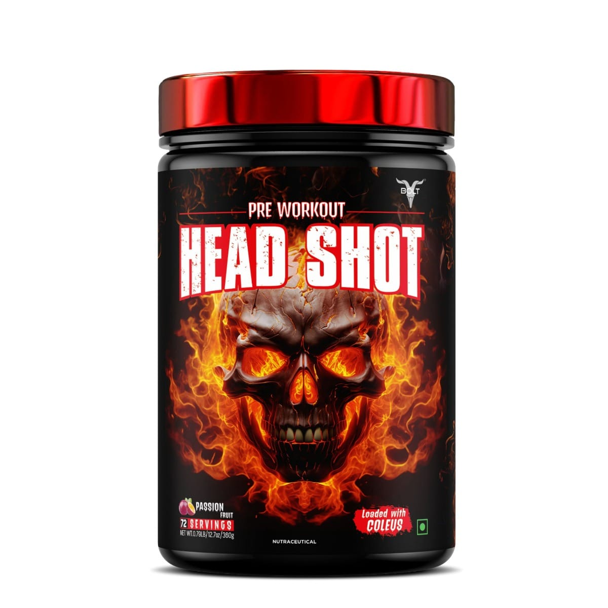 

Bolt Nutrition Head Shot Pre-Workout | Extreme Energy Boost | Intense Muscle Pump & Focus | Zero Sugar, Zero Fat | Gym Performance Booster | 360 gm...