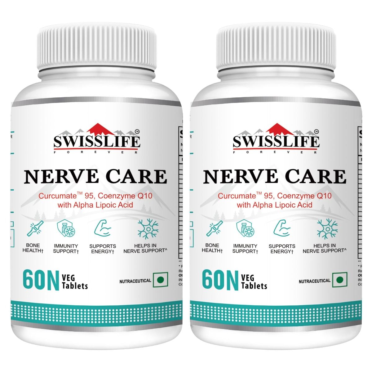 

SWISSLIFE FOREVER Nerve Care Tablets | Multivitamins | Supplements with CurcumateTM 95 (Curcumin), Coenzyme Q10 with Alpha Lipoic acid Help in Nerv...