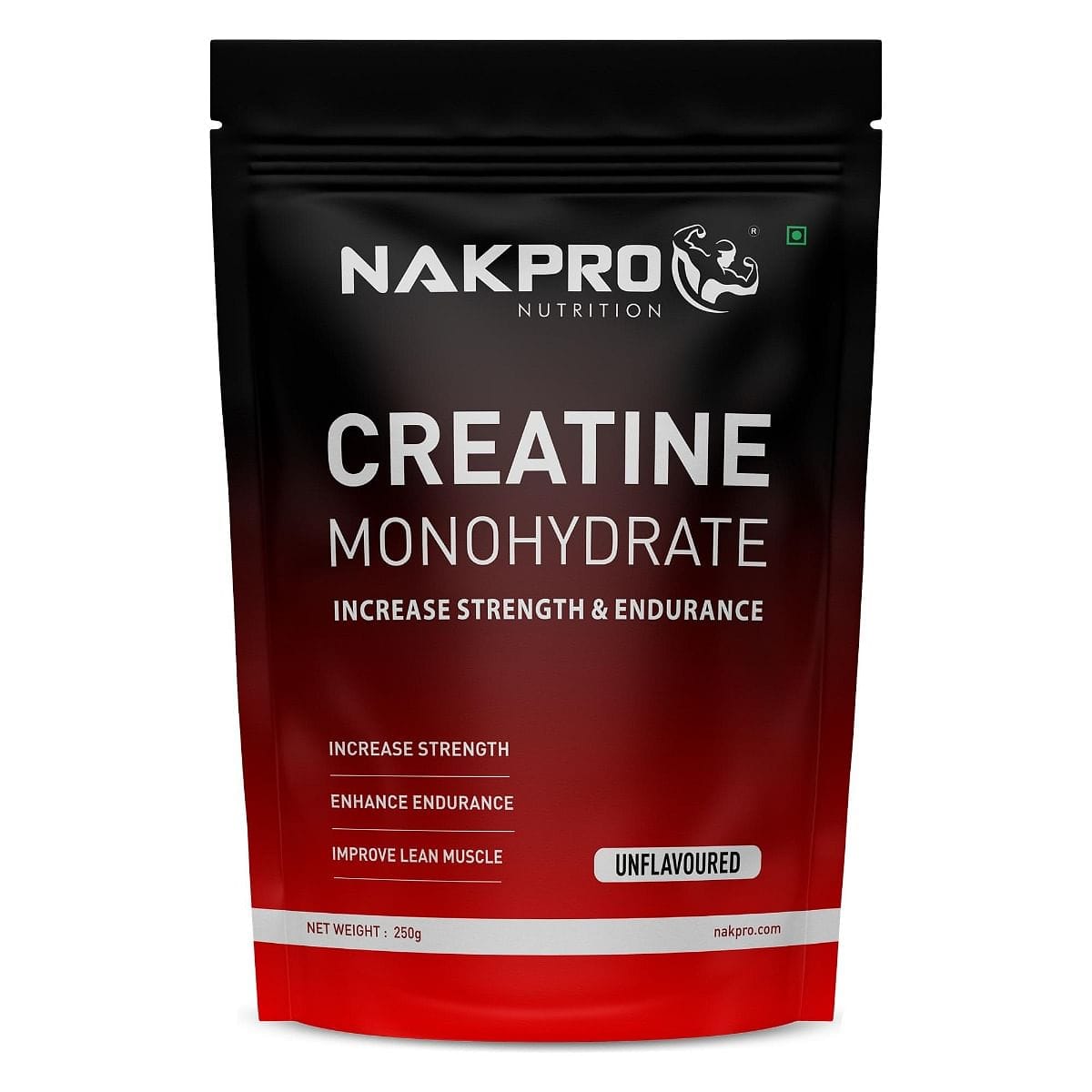 NAKPRO Micronised Creatine Monohydrate Powder (250g, Unflavoured) | 3g Creatine/Serving