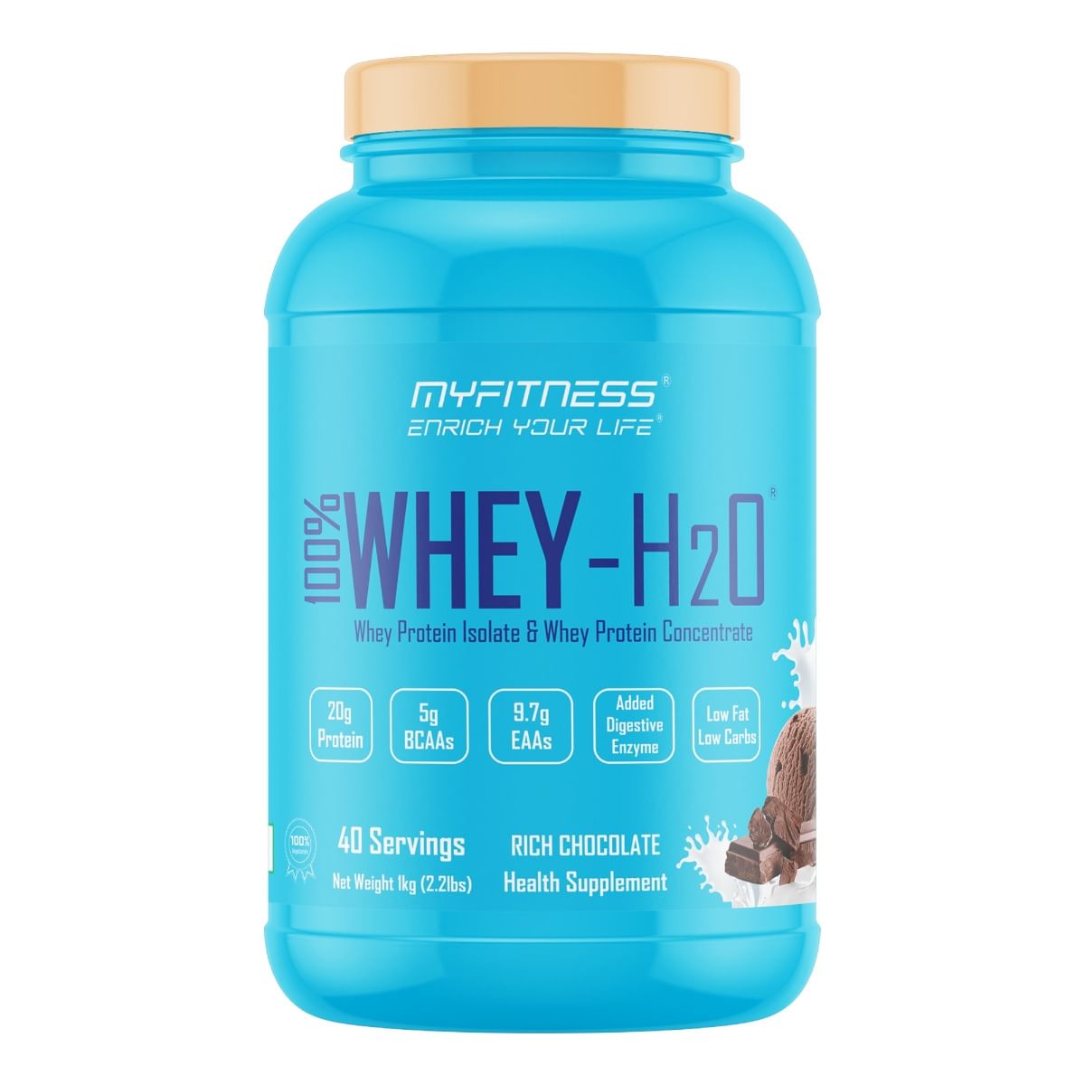 

MYFITNESS ® 100% WHEY-H2O 40 Servings |Whey Protein Powder| Whey Protein Isolate First Source Whey Protein Concentrate Second Source|80% Protein Pe...