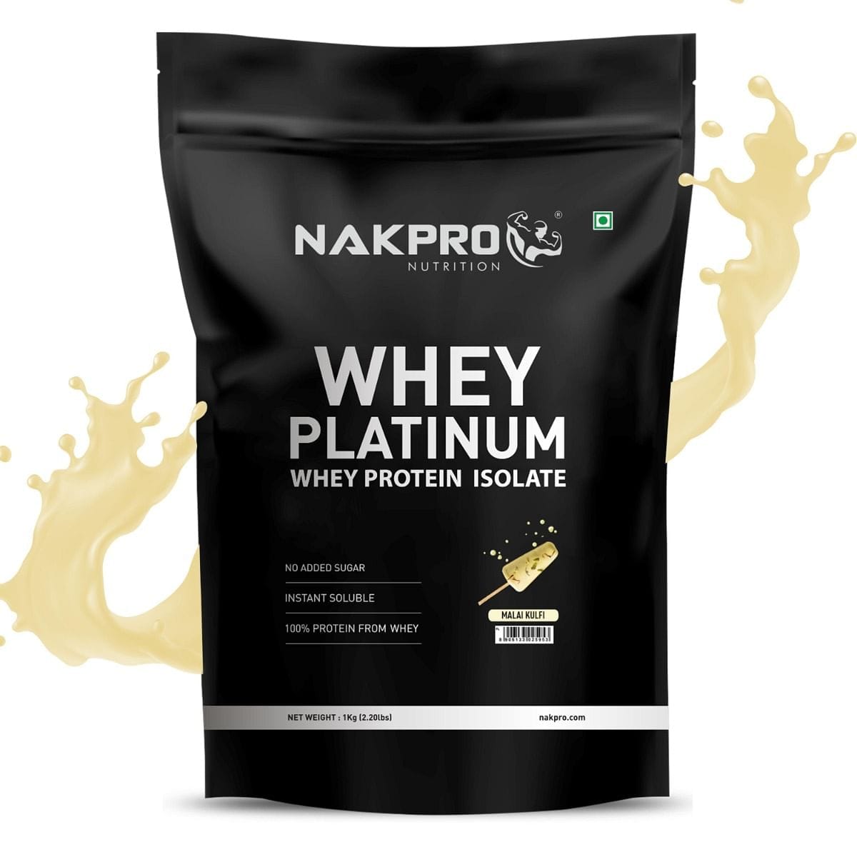 NAKPRO Platinum Whey Protein Isolate 1kg Malai Kulfi