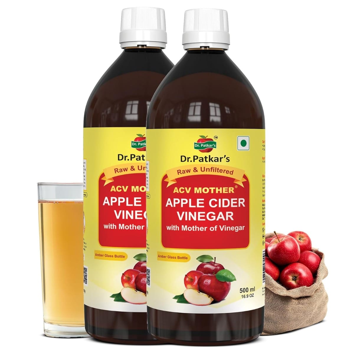 

Dr. Patkar's Apple Cider Vinegar with Mother Vinegar | Unfiltered & Undiluted | Suitable for Weight Loss & Improved Immunity (With Mother) 1000ml