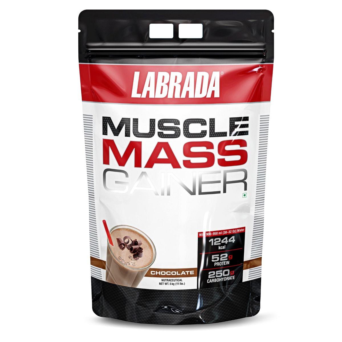 

Labrada Muscle Mass Gainer Powder for Adults Post-Workout, 52g Protein, 250g Carbs, 1g Creatine, 500mg L-Carnitine, Chocolate, 11 lbs, 5000 gram -(...