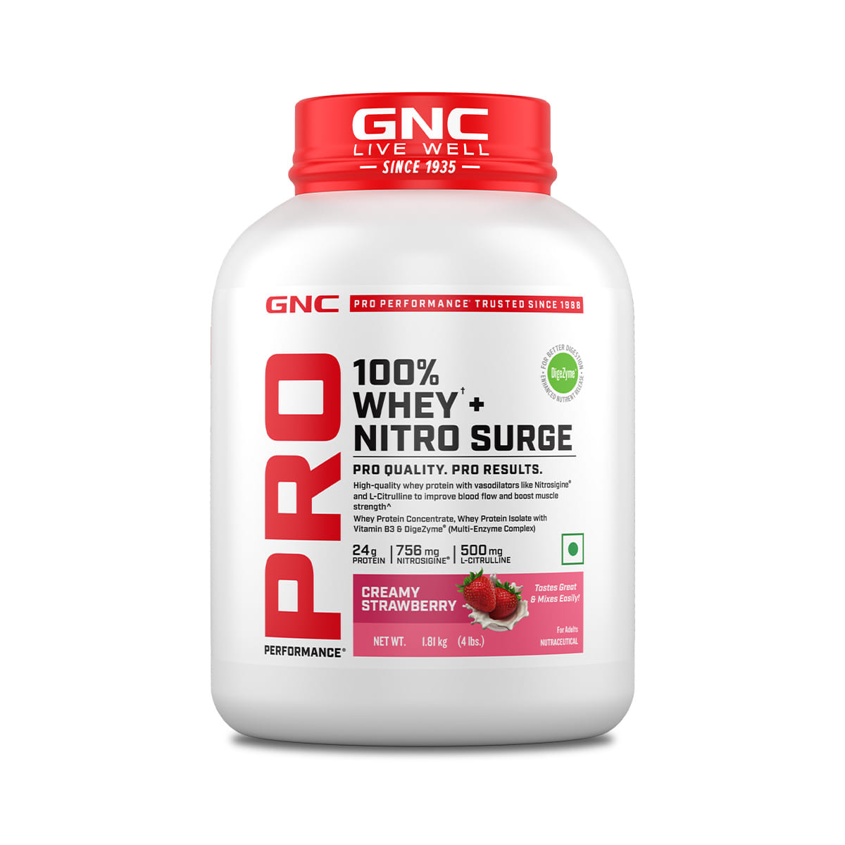 

GNC Pro Perfomance 100% Whey Nitro Surge Strawberry 4lb