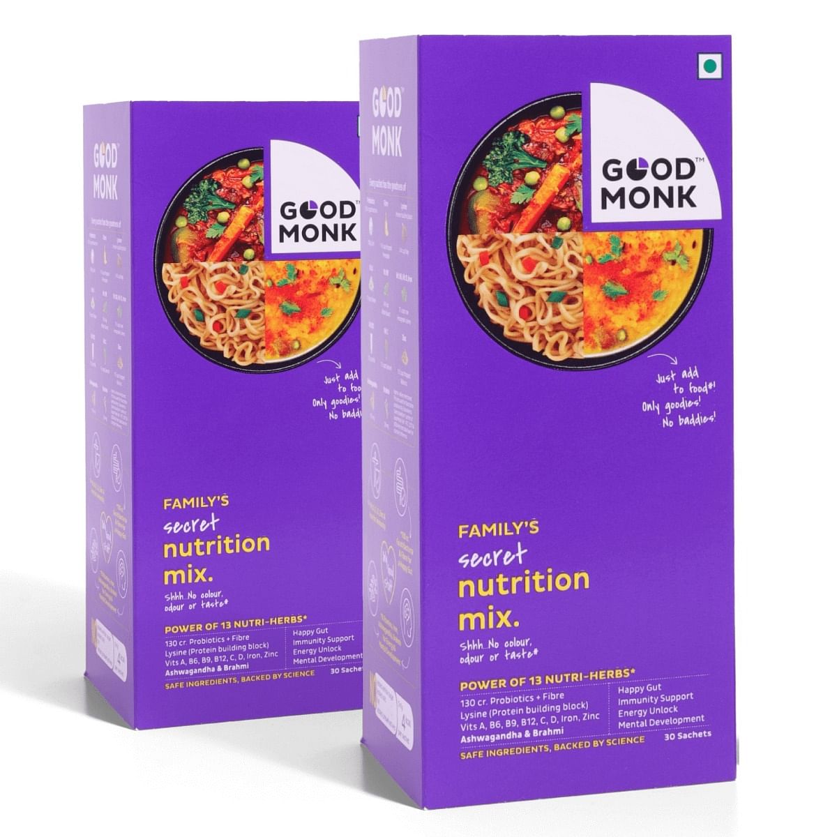 

Good Monk Multivitamin, Probiotic & Fibre Mix (Add to Food, No Taste change). Improves Immunity, Gut Health, Energy. With Vitamin B12, C, D, Iron, ...