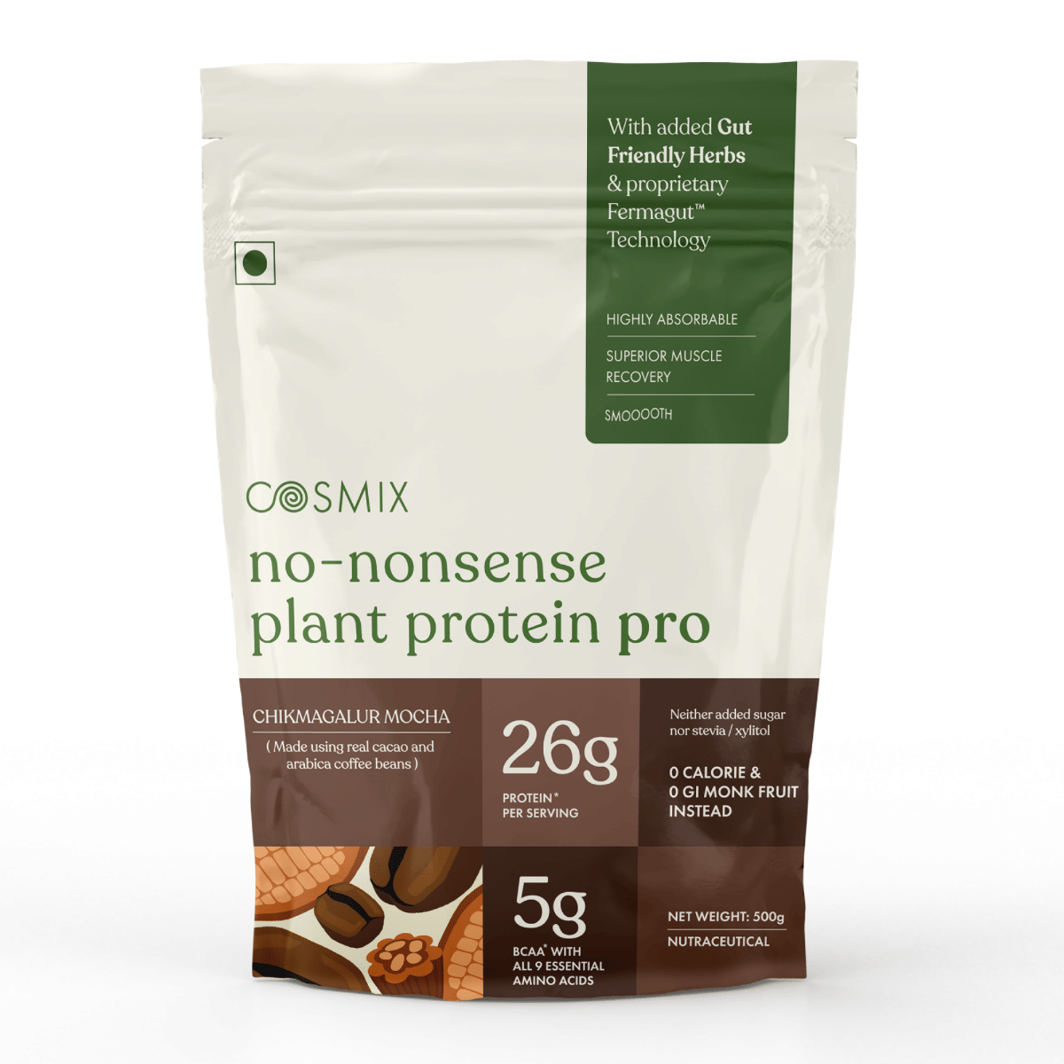 

Cosmix No-Nonsense Fermented Yeast Protein | 26 Protein/Serve, 500g Pouch | Chikmagalur Mocha (Coffee) | Plant Protein as Smooth As Whey | PDCAAS o...