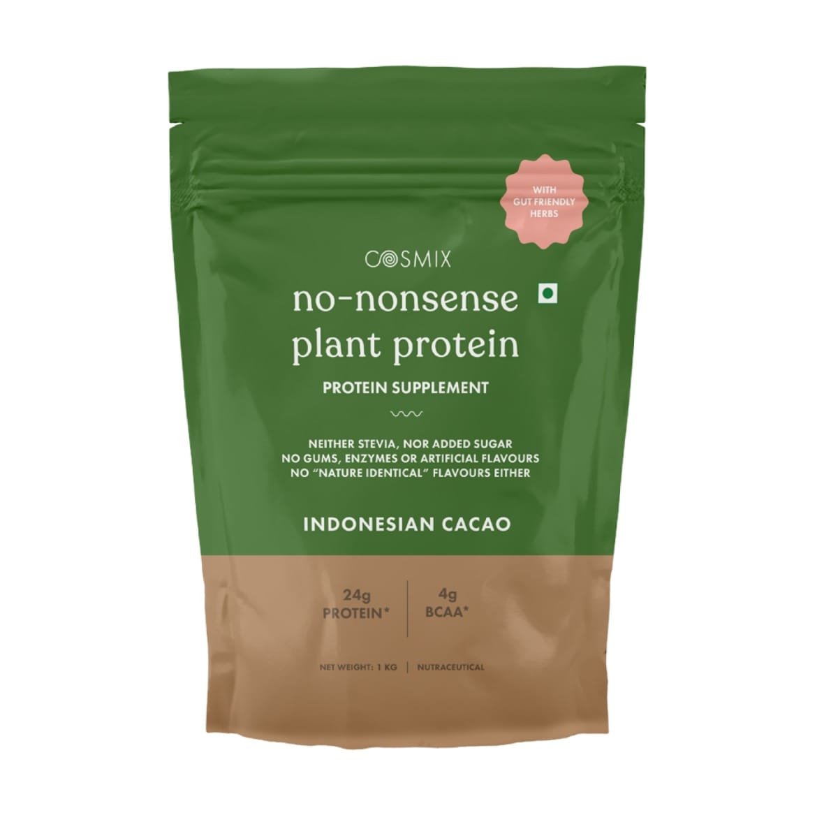 

Cosmix No-Nonsense Plant Protein | 24 Protein/Serve, 1Kg Pouch | Indonesian Cacao (Chocolate) | Plant Based Protein, Pea & Rice Isolate | Clean, Ea...