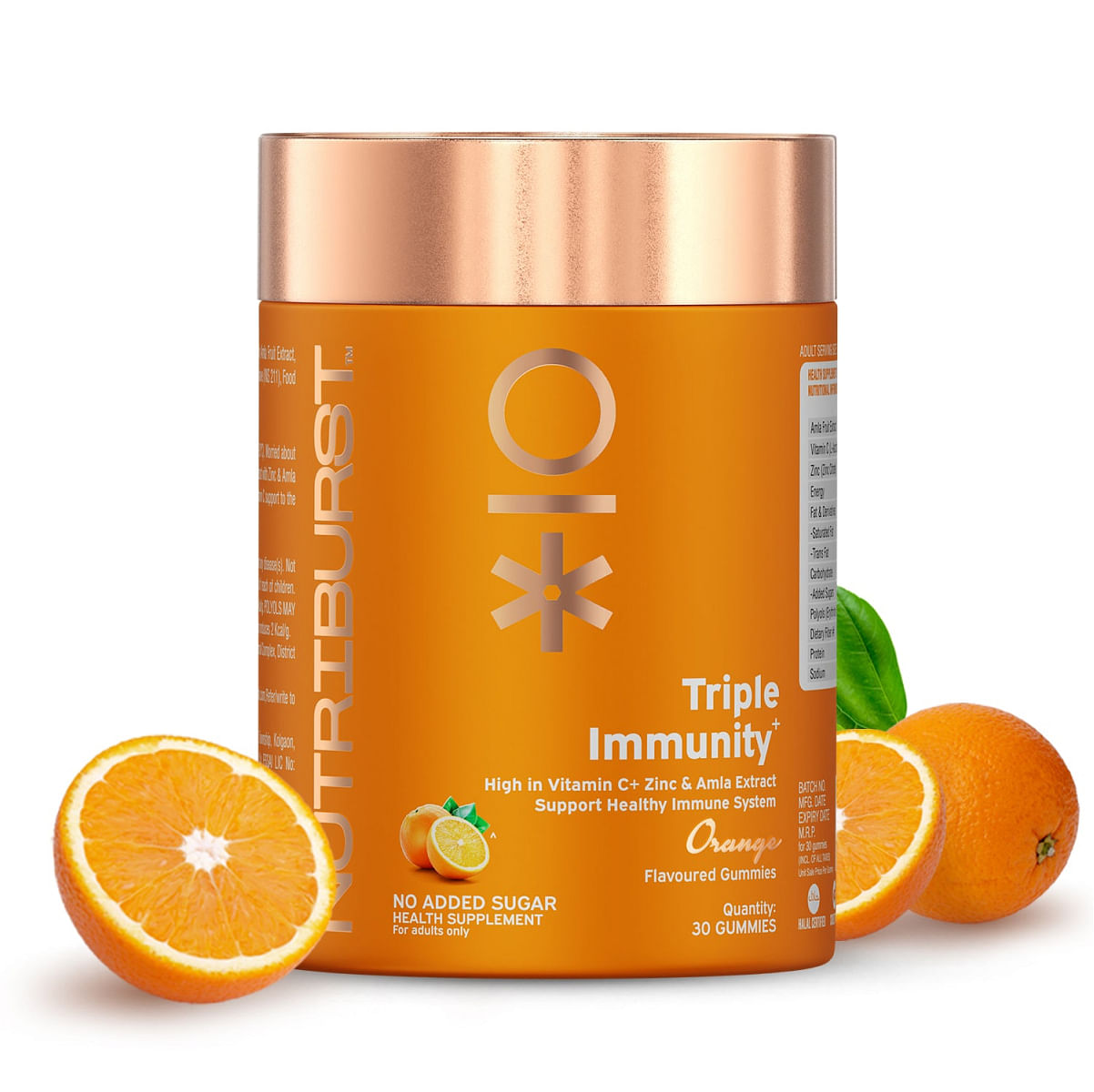 

Nutriburst Triple Immunity Gummies with Vitamin C, Zinc and Amla extract No-Added Sugar Orange Flavor 100% Vegetarian - 30 Gummies