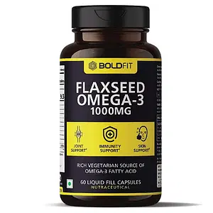 Boldfit Flaxseed Oil Capsules 1000mg with Omega 3 for Men & Women - Supports Skin, Joint, Hair & Immunity Support - Flaxseed