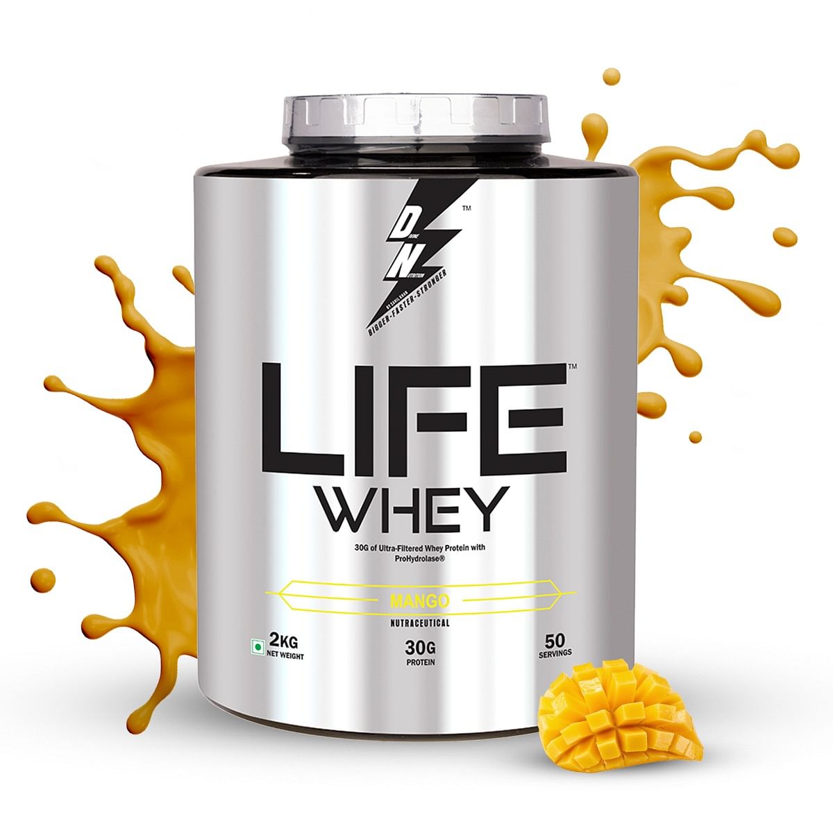 

Life Whey 2Kg | Premium whey protein with ProHydrolase for absorption & digestion | Boosts growth, energy, brain function | ProteinPower | Mango.