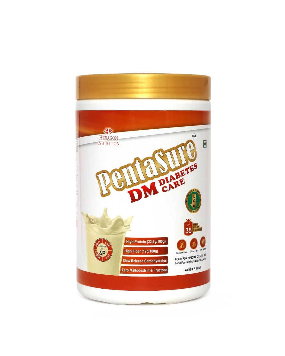 

Pentasure Dm Diabetes Care Nutrition Drink To Help Manage Blood Sugar Levels| Vanilla Flavor| 1 Kg | 4 Proteins| High Fiber & Zero Maltodextrin