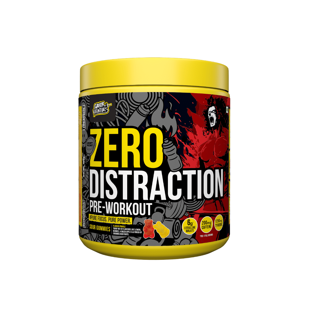 

Zero Distraction Pre-Workout Powder Intense Energy Power Strength 200mg Caffeine 6g Citrulline Malate Laser Sharp Mental Focus Tunnel Vision Insane...