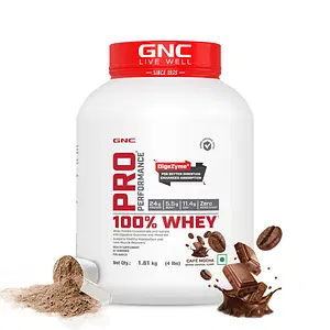 GNC Pro Performance 100% Whey Protein Powder | Boosts Strength & Endurance | Builds Lean Muscles | Fastens Muscle Recovery | Formulated In USA | 24g Protein | 5.5g BCAA | 4 lbs