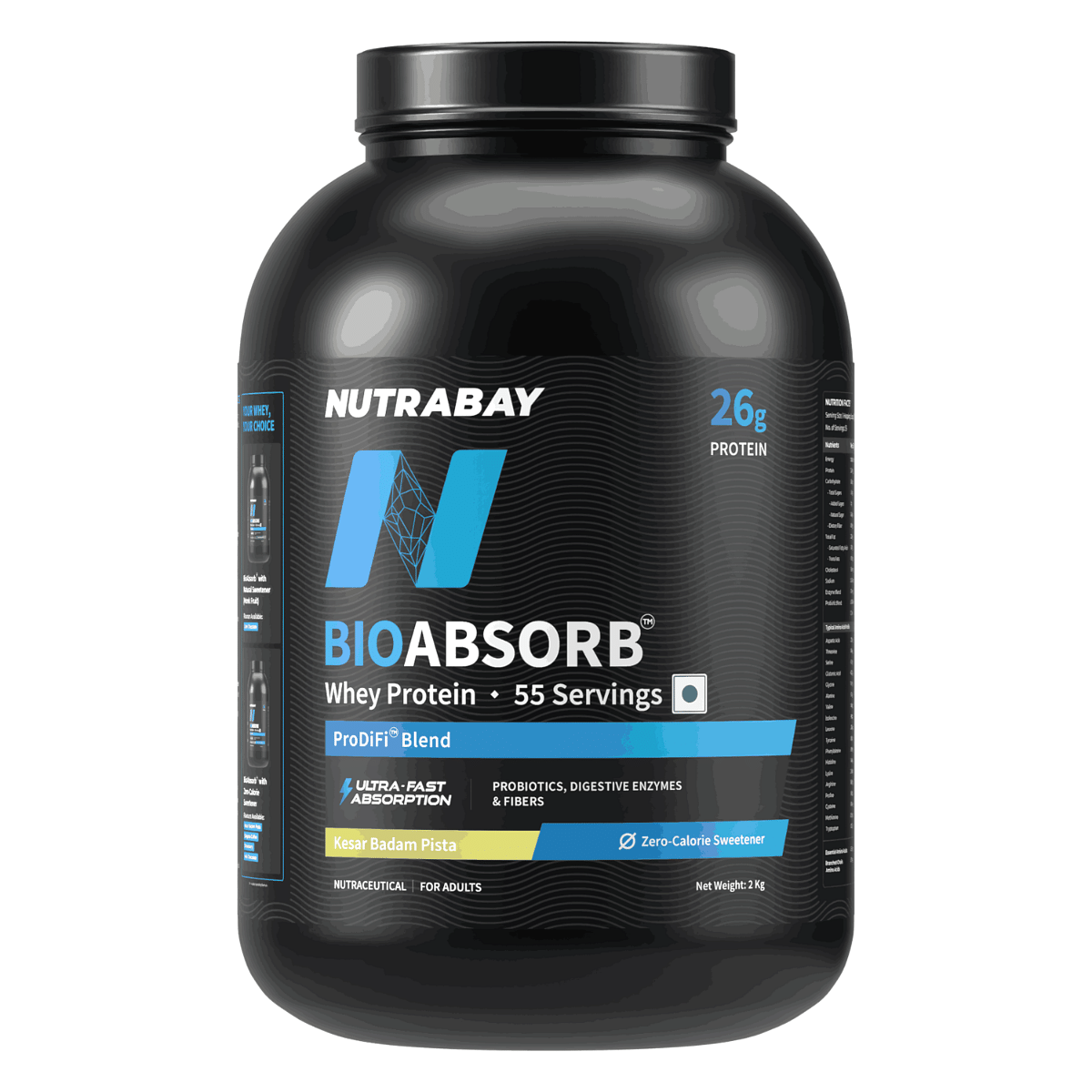 

Nutrabay BioAbsorb™ Whey Protein Powder - 2kg, Kesar Badam Pista | India's First Protein with ProDiFi™ Blend for Ultra-Fast Absorption | 26g C...