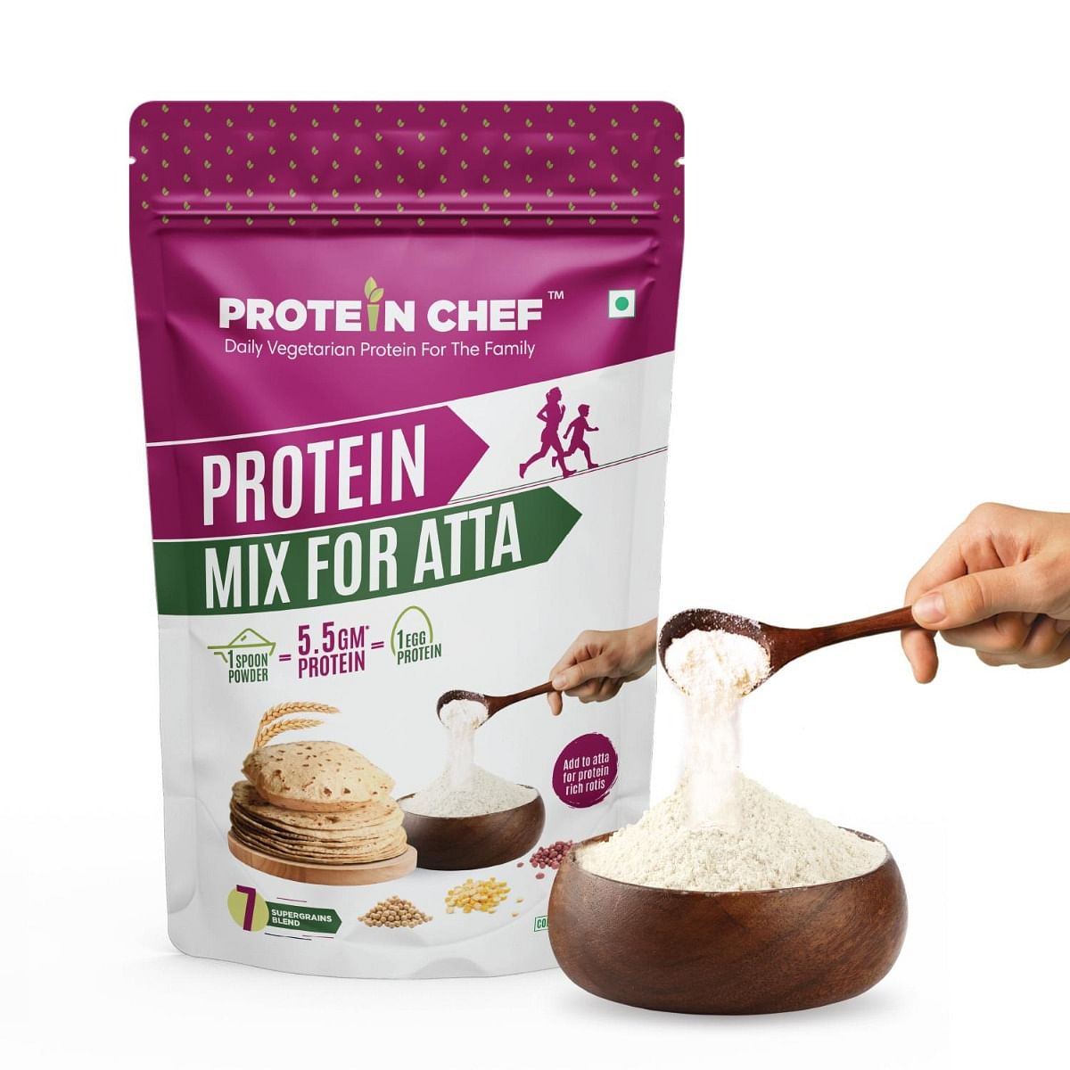 

Protein Chef Protein Mix for Atta - 2Kg | Roti Protein to Double the Protein | Add to Wheat Flour as it is | Make your own Multigrain Atta | No Cha...