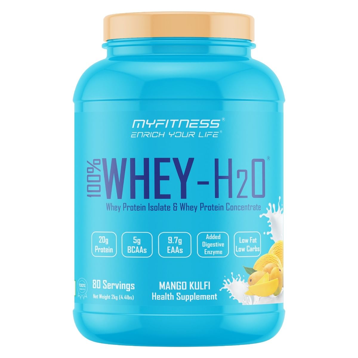 

MYFITNESS ® 100% WHEY-H2O 80 Servings |Whey Protein Powder| Whey Protein Isolate First Source Whey Protein Concentrate Second Source|80% Protein Pe...
