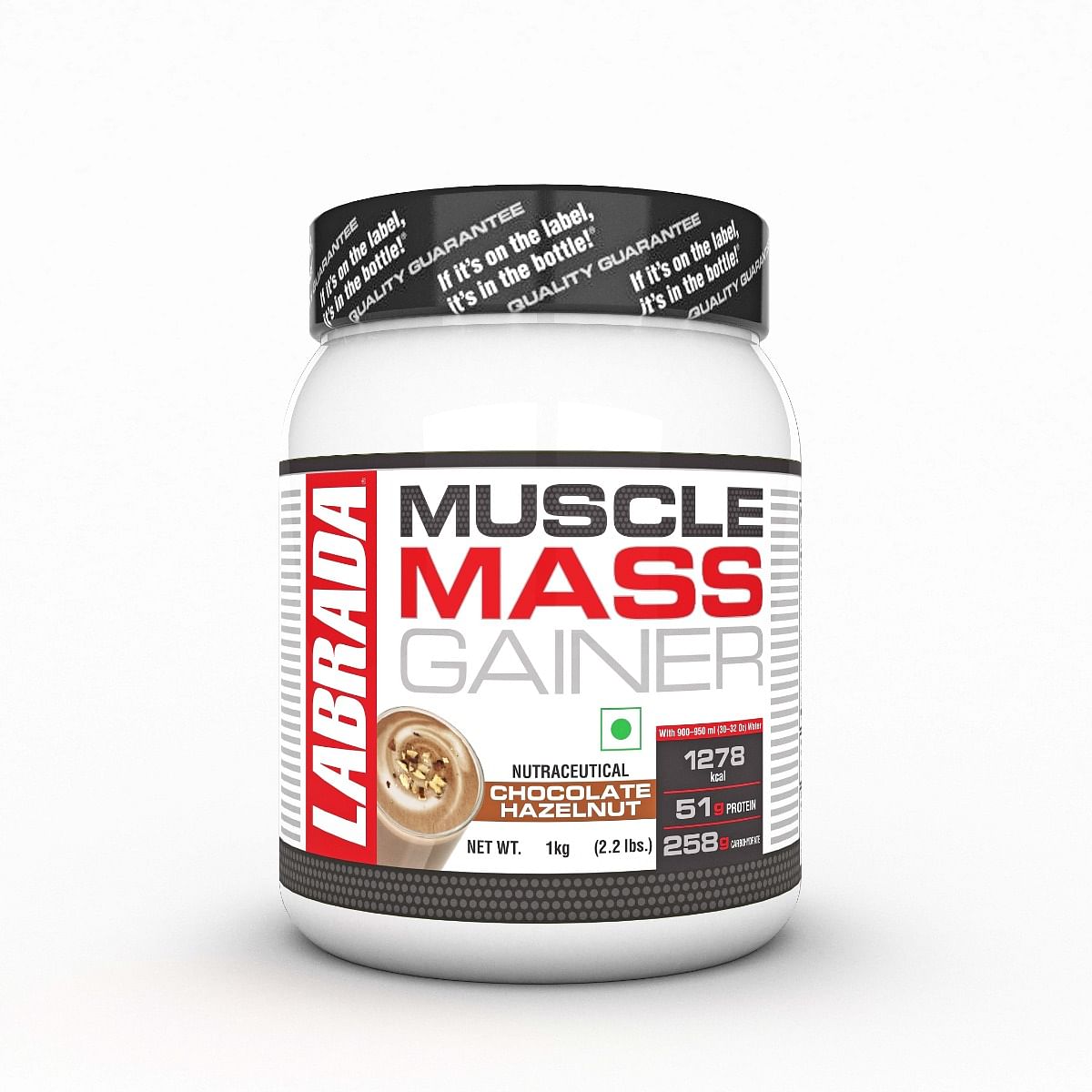 

Labrada Muscle Mass Gainer Powder (Post-Workout, 1278 kcal, 51g Protein, 258g Carbs, 1g Creatine, 500mg L-Glutamine) - 2.2 lbs (Pack of 1kg) (Choco...