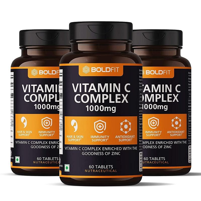 

Boldfit Vitamin C Complex 1000mg Tablet with Amla and Zinc for Men & Women - Supports Energy, Immunity, Antioxidant - 180 Tablets