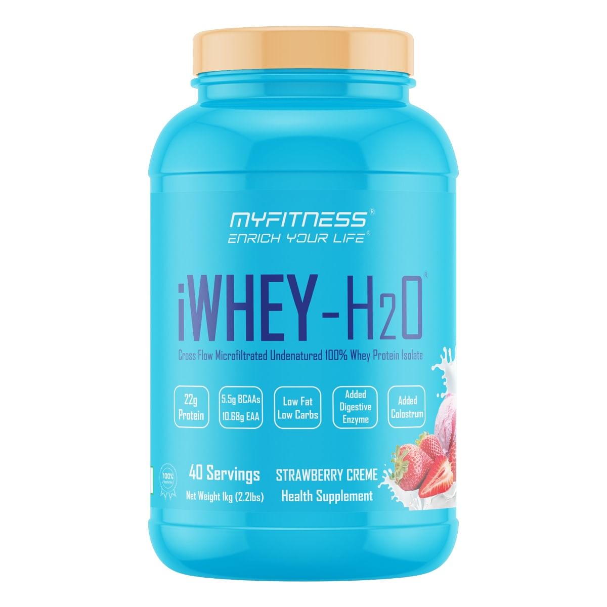 

MYFITNESS ® iWHEY- H2O 40 Servings|Whey Protein Isolate| 88% Premium Whey Protein Isolate Per Serving|5.5g BCAA| 10.68g EAA| Added Digestive Enzyme...