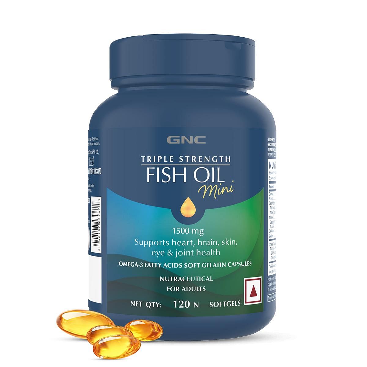 

GNC Triple Strength Fish Oil Mini Omega 3 Capsules for Men & Women | 900mg EPA & DHA | Improves Memory | Protects Vision | No Fishy Aftertaste | Su...