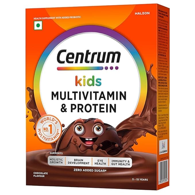 Centrum Kids Multivitamin & Protein, Health Drink (Chocolate)| 24 Vitamins, Minerals to support Holistic Growth (Veg)| World's #1 Multivitamin-picture-27