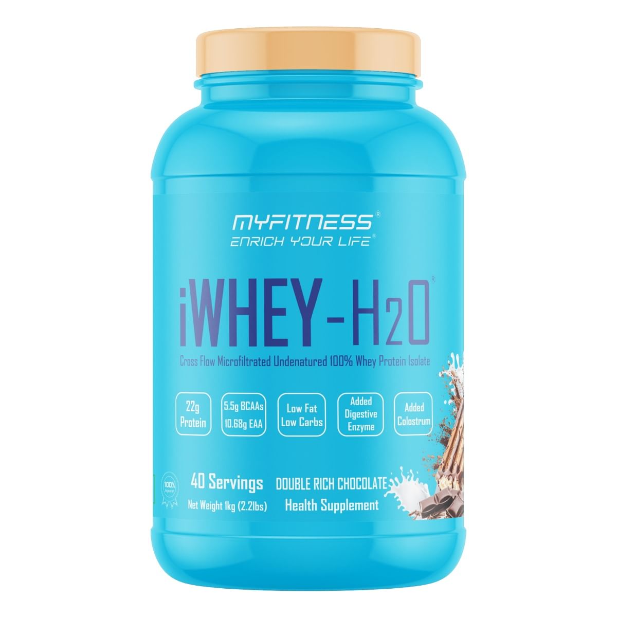 

MYFITNESS ® iWHEY-H2O |Whey Protein Isolate|22g Premium Whey Protein Isolate Per Serving|5.5g BCAA’s | 10.68g EAA’s|Added Digestive Enzyme |Low Fat...
