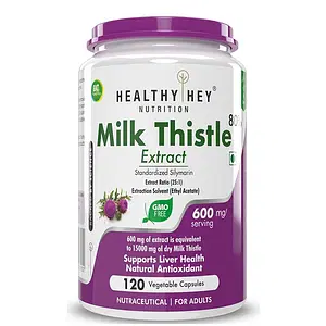 HealthyHey Nutrition Milk Thistle 25:1 (Silymarin Marianum) - 600mg Extract - Support Liver Health