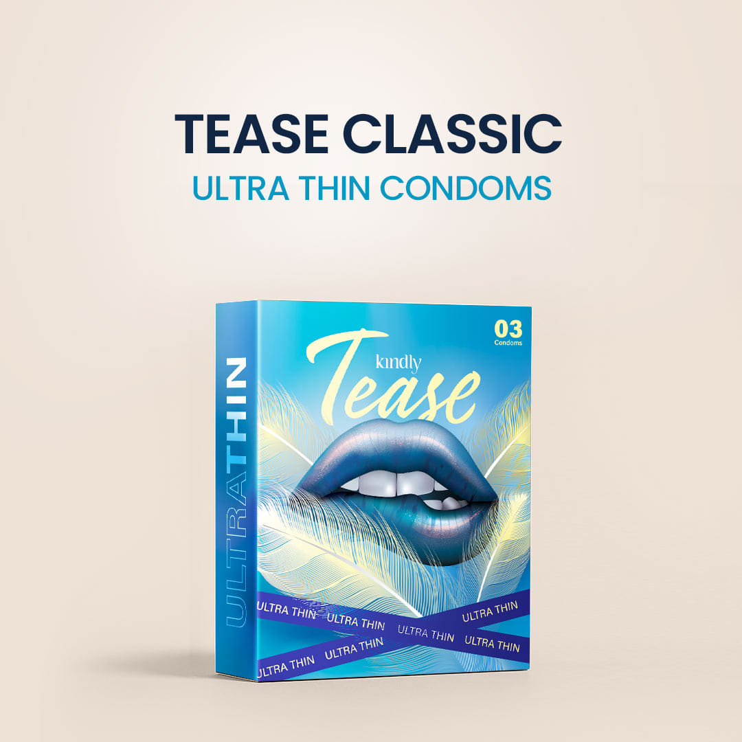 Kindly Tease Ultra Thin Condoms for Men | Suitable with lubes, honeymoon kit & sex toys for men