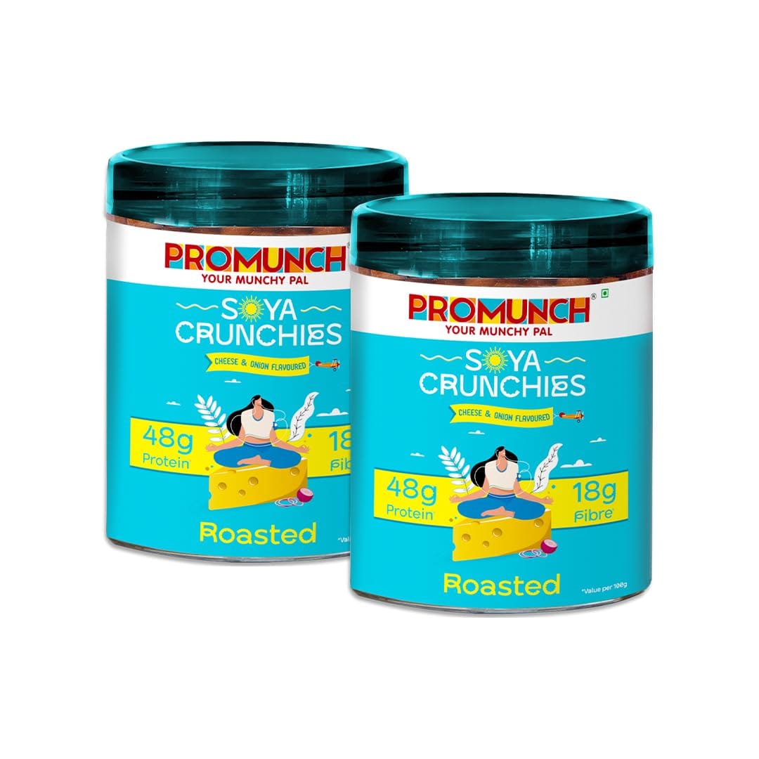 

PROMUNCH Soya Crunchies | High-Protein | Healthy | Gluten-Free | Pack of 2, Flavour: Cheese & Onion, 150g Each