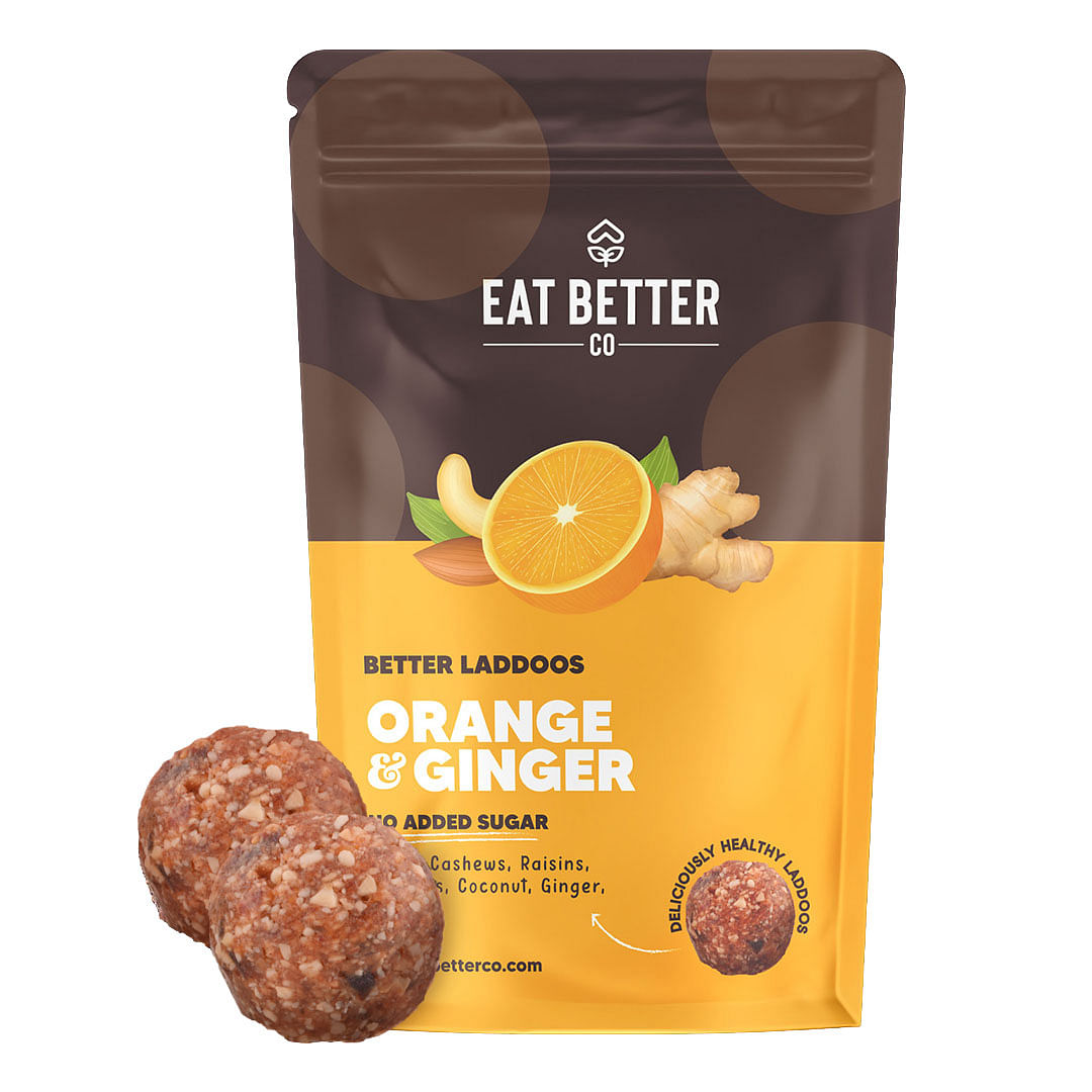 

Eat Better Co Orange Ginger Laddoos - Sugar-Free Dry-Fruit Balls - High Protein & Instant Energy 20 Laddoos - Pack Of 1