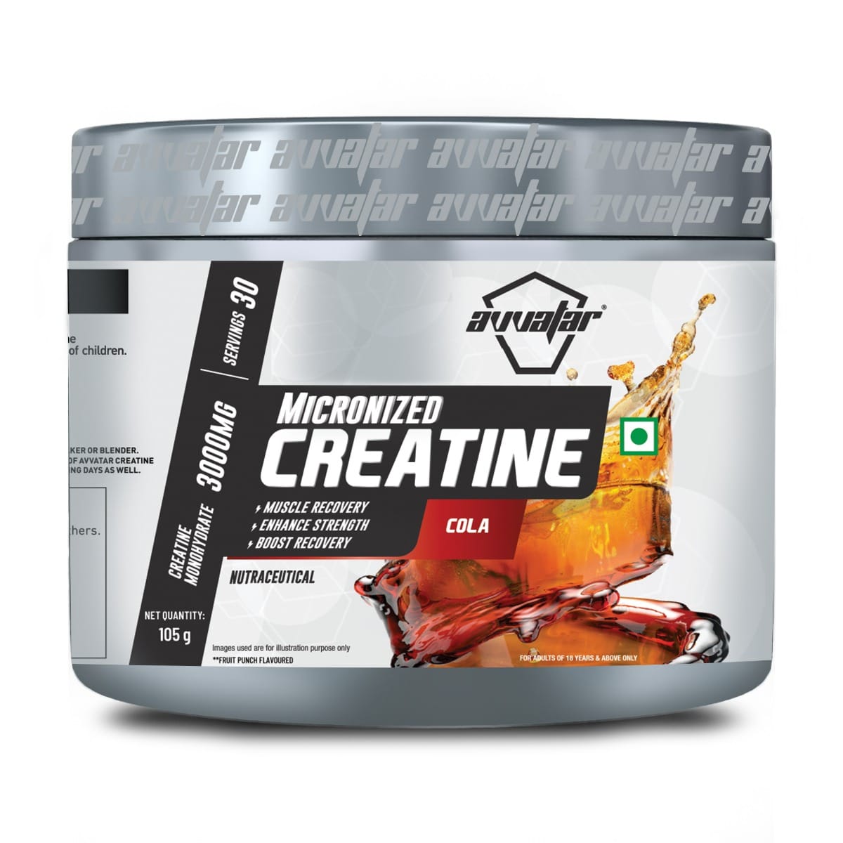 

Avvatar Creatine Monohydrate |Cola Flavour | 105gm | 30 Servings