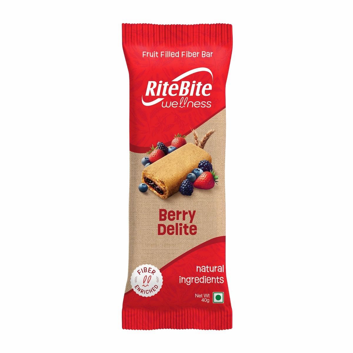 

RiteBite Wellness Fruit Filled Fiber Bar, Berry Delite - 40g