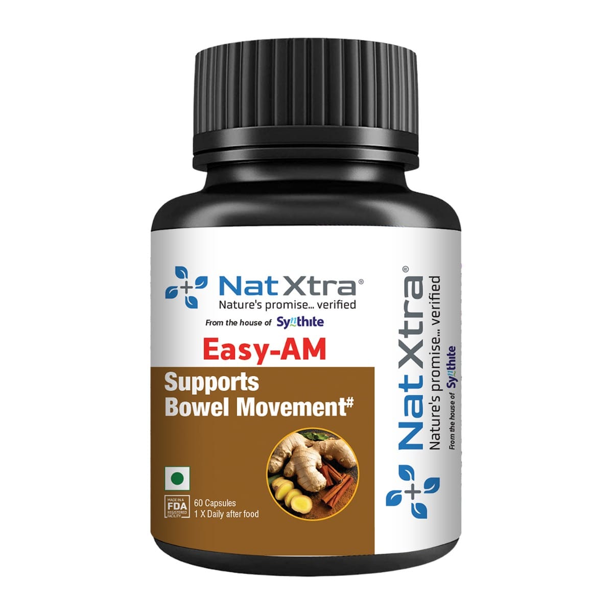 

Natxtra Easy AM | Daily Digestive Detox | Supports Gut Motility, Relieves Bloating & Balances Microbiome for a Healthy Start | 60 Veg Capsules