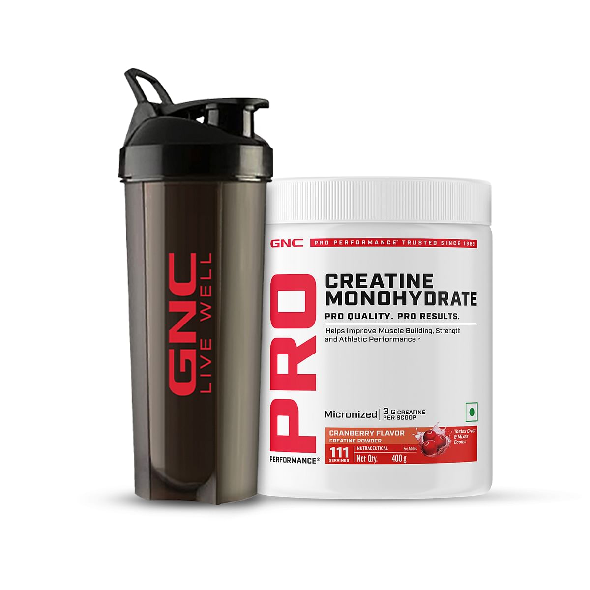 

GNC Creatine Monohydrate With Black Shaker (750ml)| 400gm | Cranberry | Boosts Athletic Performance | Fuels Skeletal Muscles | Supports Intense Wor...