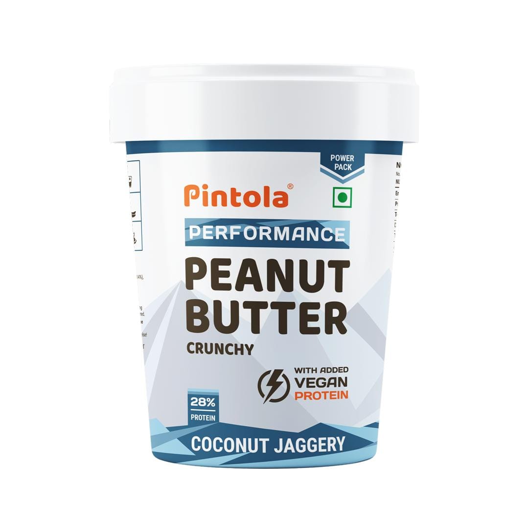 Pintola Coconut Jaggery Performance Series Peanut Butter (Crunchy) | Vegan Protein | 28% Protein | High Protein & Fiber