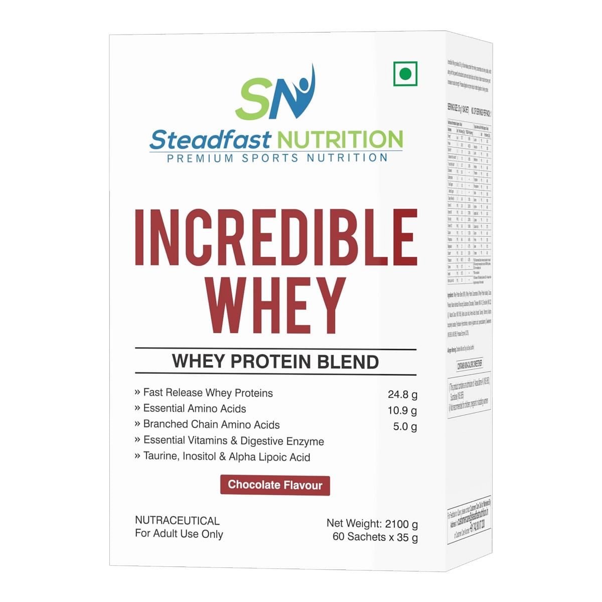 

Steadfast Nutrition Incredible Whey Protein| Isolate and Concentrate Fast release Protein Powder for Men and Women No added preservatives (Chocolat...