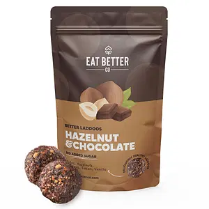 Eat Better Co Hazelnut Chocolate Laddoos - Sugar-Free Dry-Fruit Balls - High Protein & Instant Energy